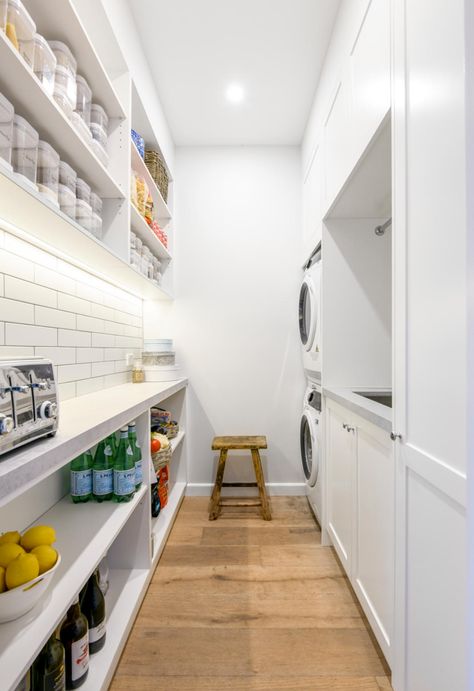 Pantry And Laundry Room Combo Layout, Laundry Renovation Ideas, Pantry Laundry Room Combo, Laundry Renovation, Laundry Room Pantry, Dated Kitchen, Kitchen Butlers Pantry, Pantry Laundry Room, Laundry Room Lighting