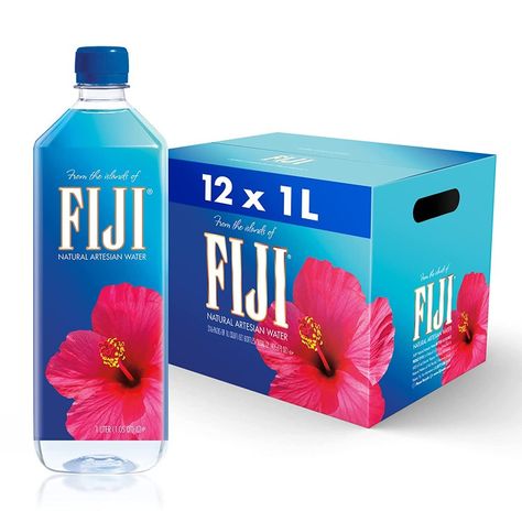 Introducing FIJI Water Pack: 12 bottles, 1.0L (33.8 Fl Oz) each. Ideal for travel and outdoor activities, it offers double electrolytes for a smooth taste. Sourced from a sustainable artesian aquifer in the remote Fijian Islands, it has a perfectly balanced 7.7 pH. Stay refreshed with FIJI Water. Electrolyte Water, Branded Water Bottle, Natural Electrolytes, Natural Spring Water, Water Branding, Fine Restaurant, Healthy Water, Bottled Water, Fiji Water