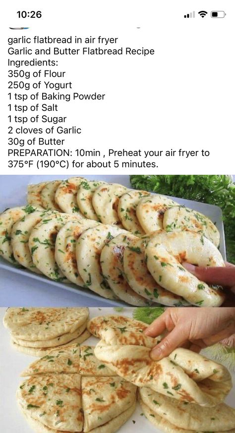 Garlic Flatbread, Turkish Bread, Kitchen Tricks, Breaking Bread, Flatbread Recipes, Naan Bread, Air Fryer Recipes Easy, Air Fry, Food Tips