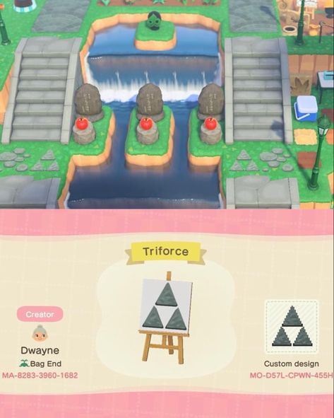 Animal Crossing Legend Of Zelda Design, Acnh Legend Of Zelda Design Codes, Acnh Legend Of Zelda Design, Animal Crossing Hyrule, Acnh Zelda Design Codes, Zelda Acnh Code, Animal Crossing Zelda Island, Legend Of Zelda Animal Crossing Designs, Animal Crossing Zelda Design