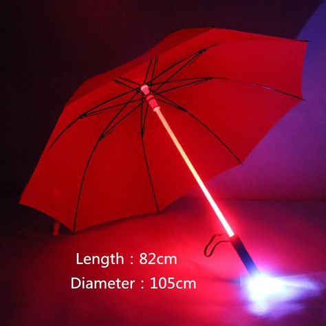 LED Light Up Umbrella With 7 Color Light Sequence Lightsaber Handle, Led Umbrella, Fishing Umbrella, Stylish Umbrella, Bright Led Flashlight, Umbrella Man, Windproof Umbrella, Red Rain, Automatic Umbrella