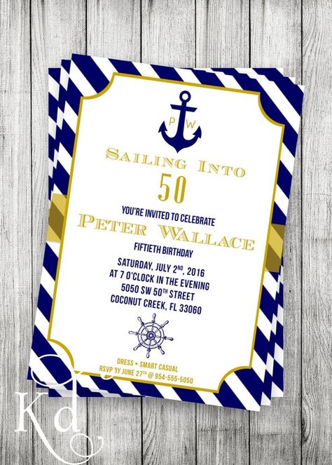 Pastors Birthday, Yacht Party Theme, Cruise Theme Parties, Nautical Birthday Invitations, Surprise 60th, Beach Cookies, Nautical Birthday Party, 60th Bday, Dads Birthday