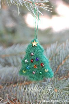 Needle Felted Essential Oil Diffuser Christmas Ornament tutorial!  Learn this easy needle felting project where your kids can help you make special ornaments!  They double as essential oil diffusers - so you can put drops of your favorite Christmas blend and spread the scent of holiday cheer throughout your room!  #essentialoils #essentialoildiffusers #needlefelted #diyornament #easyornament #essentialoilornament #ornaments #diyornaments #christmasessentialoils #essentialoiluses Needle Felting Christmas Tree, Needle Felted Ornaments Christmas, Christmas Needle Felting, Needle Felt Christmas, Diy Essential Oil Diffuser, Cheap Christmas Trees, Felt Christmas Tree Decorations, Needle Felting Tutorial, Needle Felting Diy