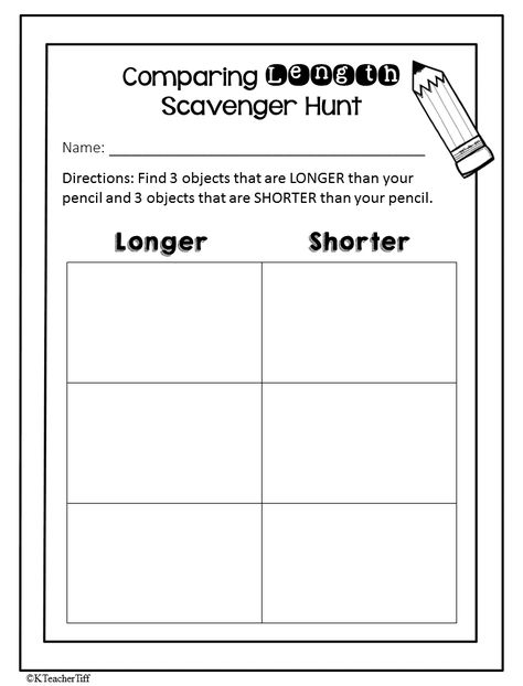 Kindergarten Measurement Activities Length Kindergarten Activities, Comparing Objects Kindergarten, Longer And Shorter Activities, Compare Length Kindergarten, Measurement Scavenger Hunt, Measurement Length Activities, Comparing Length Kindergarten, Kindergarten Measurement Activities, Kindergarten Measurement