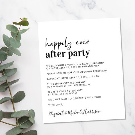 We Eloped Reception, Post Wedding Celebration, Happily Ever After Party, Ever After Party, Simple Wedding Reception, Bold Wedding Invitations, Popular Wedding Invitations, We Eloped, Small Backyard Wedding