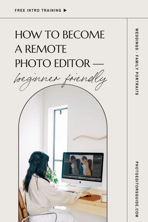 How to work from home as a private photo editor for wedding and portrait photographers — click for beginner friendly free video training Private Photo Editor, How To Become Photographer, How To Become A Photographer, Photography Resources, Dream Clients, Photo Editing Services, Photography Basics, Photo Editing Tutorial, Photography 101