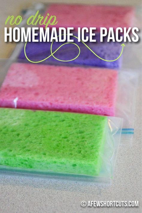 A simple solution to cool those lunch boxes! No drip Homemade Ice Packs. Super cheap & easy to make! Homemade Ice Pack, Diy Ice Pack, Diy Lunch, Cold Lunches, Ice Packs, School Lunches, Ice Pack, Homemade Remedies, Pack Lunch