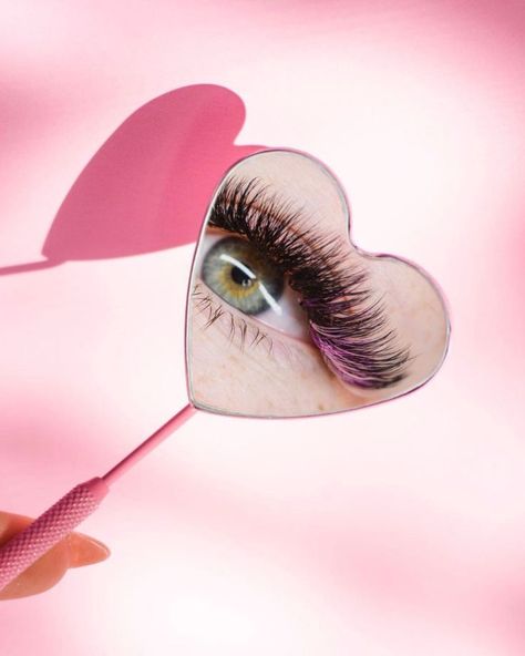 Pink Lashes Aesthetic, Eyelash Extensions Pink, Pink Eyelashes, Lash Mirror, Eye Lash Art, Pink Lashes, Lash Photography, Eye Lash Photography, Lash Art