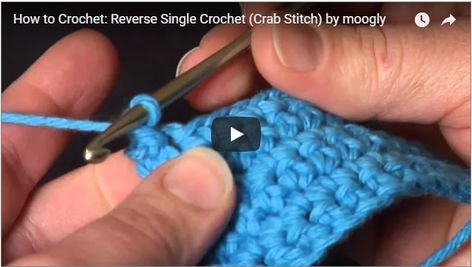 Moogly Crochet Patterns, Crochet Crab, Moogly Crochet, Crochet Edging Pattern, Reverse Single Crochet, Crochet Videos Tutorials, Crochet Borders, Single Crochet Stitch, Crochet Stitches Tutorial