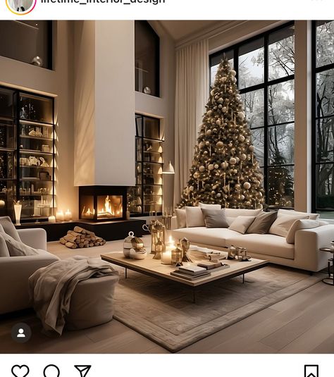 Modern House Christmas Decor, Modern Luxury Christmas Decor, Christmas Decor Ideas For Living Room, Christmas Living Room Decor Cozy, Christmas Decoration Living Room, Christmas Interior Design, Living Room Christmas Decor, Luxury Christmas Decor, Christmas Living Room Decor