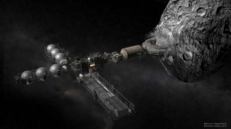 Asteroid mining ship Asteroid Mining, Nasa Rocket, Hard Science Fiction, Space Colony, After Earth, Asteroid Belt, Space Engineers, Spaceship Design, Concept Ships