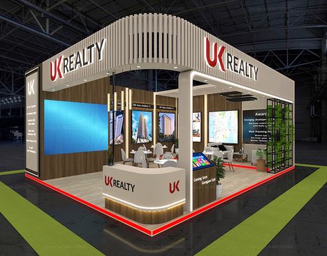 Uk realty (MCHI 2024, MUMBAI) 2 Side Open Exhibition Stall Design, 3 Side Open Exhibition Stall Design, Stalls Design, Sustainable Exhibition, 3ds Max Design, Exhibition Stall Design, Stall Design, Architecture Exhibition, Exhibition Stall