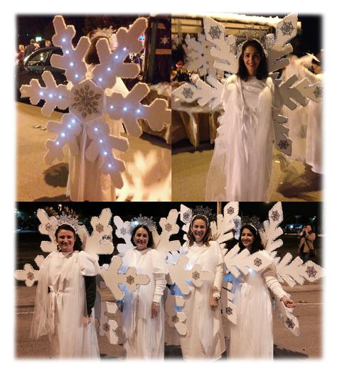 Large Snowflakes Costume with lights on back. Coral Springs Christmas Parade 2014. Christmas Parade Costumes, Float Designs Parade, Frozen Parade Float, Costume With Lights, Snowflake Costume, Large Snowflakes, Christmas Parade Floats, Floating Decorations, Teacher Costumes