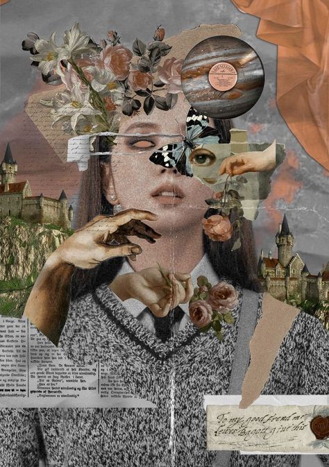 Dadaism Art Ideas, Collage Art Design Ideas, Collage Art Ideas Creative, Dadaism Collage, Vintage Self Portrait, Collage Art Flowers, Collage Portrait Art, Flower Art Collage, Surrealism Collage Art