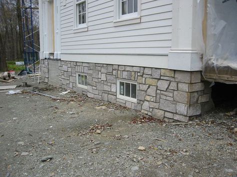 Foundation Stone Veneer | Exterior home | Pinterest | Stone Veneer ... Stone Veneer On Foundation, Stone Around House Foundation, Manufactured Home Remodel Exterior, Vynil Siding House Exterior With Stone, Faux Stone Panels Exterior Foundation, Exterior Rock Siding Faux Stone, Stone Veneer Exterior, Landscaping Around House, Manufactured Home Remodel