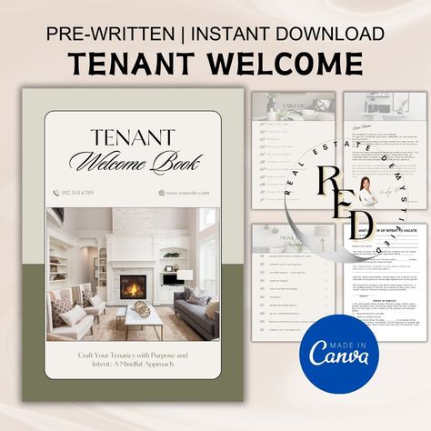 Real Estate Tenant Welcome Packet | Edit In Canva | Welcome Letter | Move In Move Out Checklist | Landlord Info | Realtor Guide | by RealEstateDemystify on Etsy Move Out Checklist, Welcome Letter, Letter Of Intent, Welcome Packet, Welcome Letters, Emergency Contact, Cleaning Checklist, In Case Of Emergency, Financial Advice