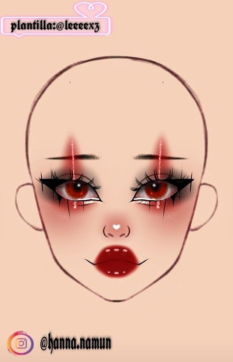 Makeup Ideas Drawing Base, Graphic Halloween Makeup, Halloween Makeup Drawing, Clown Makeup Ideas Scary, Drawn Makeup Looks, Halloween Makeup Face Charts, Makeup Ideas Drawing Halloween, Halloween Face Charts, Goth Makeup Ideas Drawing