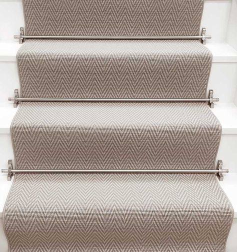 Diana Herringbone - Stair Runner Collection | Rols Carpets Herringbone Stair Carpet Uk, Herringbone Stair Runner, Geometric Stair Runner, Stairs And Hallway Ideas, Contemporary Stairs, Living Room Wall Units, Herringbone Floor, Wall Units, Wall Carpet