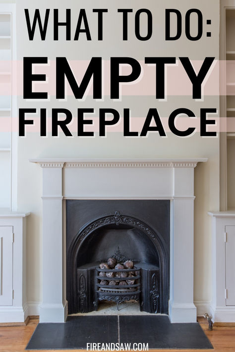 empty fireplace with pinecones Fireplace Fillers Ideas, Hide Fireplace Opening, Not Used Fireplace Ideas, How To Decorate An Old Fireplace, Fireplace Non Working Decor, Hole In The Wall Fireplace Ideas, Coal Fireplace Ideas, Instead Of Fireplace, Non Useable Fireplace Decor