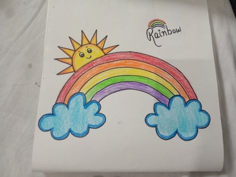 Simple Rainbow Drawing, Kids Drawing Ideas, Basic Drawings, Drawings For Kids, Rainbow Drawing, Easy Cartoon, Easy Art For Kids, Sketch Pen, Drawing Ideas Easy