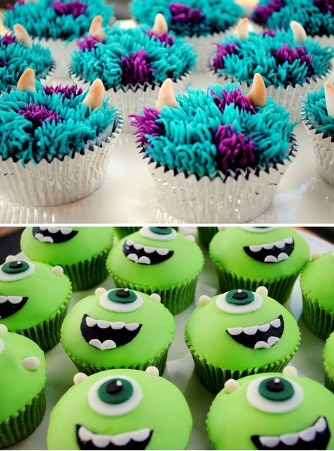 Monsters Inc Cupcakes Ideas, Monster Inc Desserts, Monster Inc Cupcakes Ideas, Monster Inc Treats, Cute Decorated Cupcakes, Monsters Inc Party Food, Monsters Inc Desserts, Monsters Inc Food Ideas, Disney Cupcakes Ideas