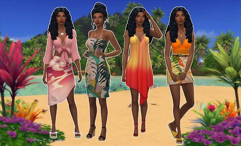 mmcc and lookbooks: Island Living Lookbook Sims 4 Cc Sulani Clothes, Sims 4 Cc Island, Sims 4 Cc Sulani, Sims Fits, Island Clothes, Too Faced Natural Matte, Crochet Festival Top, Cc Clothes, Crochet Festival