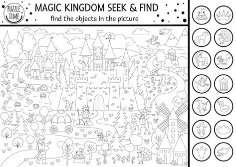 Hidden Pictures Printables, Hidden Picture Games, Find The Hidden Objects, Chateau Medieval, Castle Art, Pre Kindergarten, Hidden Pictures, Hidden Objects, Medieval Castle