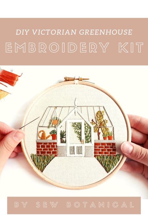 Embroidered Plants, Victorian Greenhouse, Embroidery Modern, Contemporary Embroidery, Embroidery Patterns Vintage, Simple Embroidery, Pattern Modern, Hand Embroidery Art, Hand Embroidery Stitches