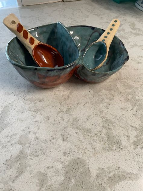 Guac Salsa, Clay Bowls, Salsa Bowls, Clay Bowl, Chips And Salsa, Hand Built Pottery, Hand Built, Spoons, Serving Bowls