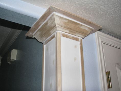 My So-Called DIY Blog: Faux Columns on Corners Faux Columns, Basement Window Replacement, Columns Interior, Beautiful Bungalow, Small Basement Remodeling, Burgundy Walls, Interior Columns, Basement Windows, Basement Renovations