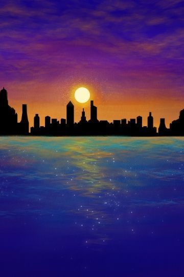 Boat Illustration, Sea Illustration, Cloud City, Painted Illustration, City Silhouette, Sunset City, Font Illustration, Graphic Design Background Templates, Illustration Background