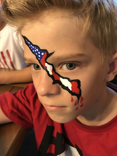 Awesome July 4th Face painting for kids 4th Makeup, Face Painting Makeup, Face Painting For Kids, July Face Paint, Face Painting Images, July Makeup, 4th Of July Makeup, Painting Makeup, Face Painting For Boys