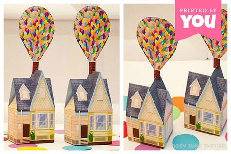 Balloon House Favor Box (Small) : DIY Printable UP Inspired House PDF - Instant Download Care Bears Birthday Party, Grandma Camp, Kitten Birthday Party, Wedding Guest List Template, Zimmer Diy, House Gift Box, Balloon House, Care Bear Birthday, Kitten Birthday