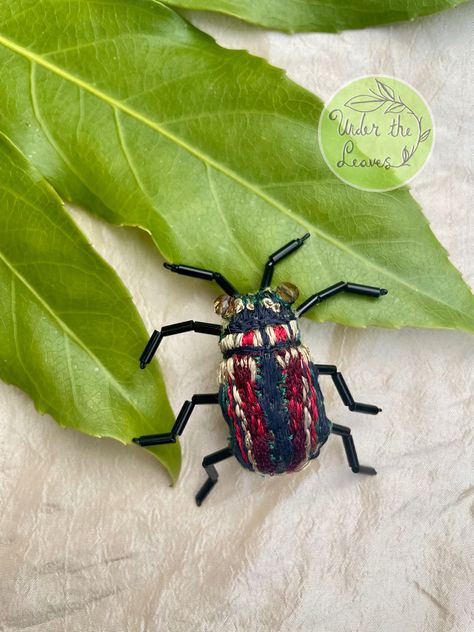 Hand embroidered rainbow beetle bespoke brooch pin - Folksy Rainbow Beetle, Beetle Brooch, Embroidered Rainbow, Gifted Hands, Color Tag, Spiritual Jewelry, Beads And Wire, The Rainbow, Hat Hairstyles