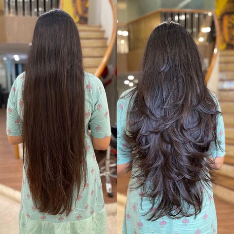 Haircuts For Long Hair Straight, Indian Hair Cuts, Feathered Hair Cut, Wolfcut Hair Long, Haircuts For Long Hair With Layers, Long Thin Hair, Extra Long Hair, Extension Hair, Long Wolfcut Haircut