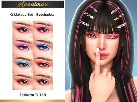 The Sims Resource - Q Makeup Set - Eyeshadow Sims 4 Eyeshadow Cc, Sims 4 Eyeshadow, Monster High Makeup, Sims Games, Sims 4 Dresses, Sims 1, Animal Skin, Makeup Set, Maxis Match