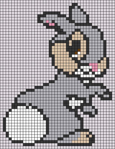 Tapestry Crochet Patterns Disney, Tom And Jerry Pixel Art, Rabbit Pixel Art, Bunny Pixel Art, Disney Pixel Art, Modele Pixel Art, Graph Paper Drawings, Disney Cross Stitch Patterns, Crochet Stitches Diagram