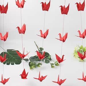 Paper Crane Hanging, Chinese Christmas, Homecoming Decorations, Origami Birds, Origami Bird, Hanging Garland, Paper Crane, Red Paper, Valentines Day Birthday