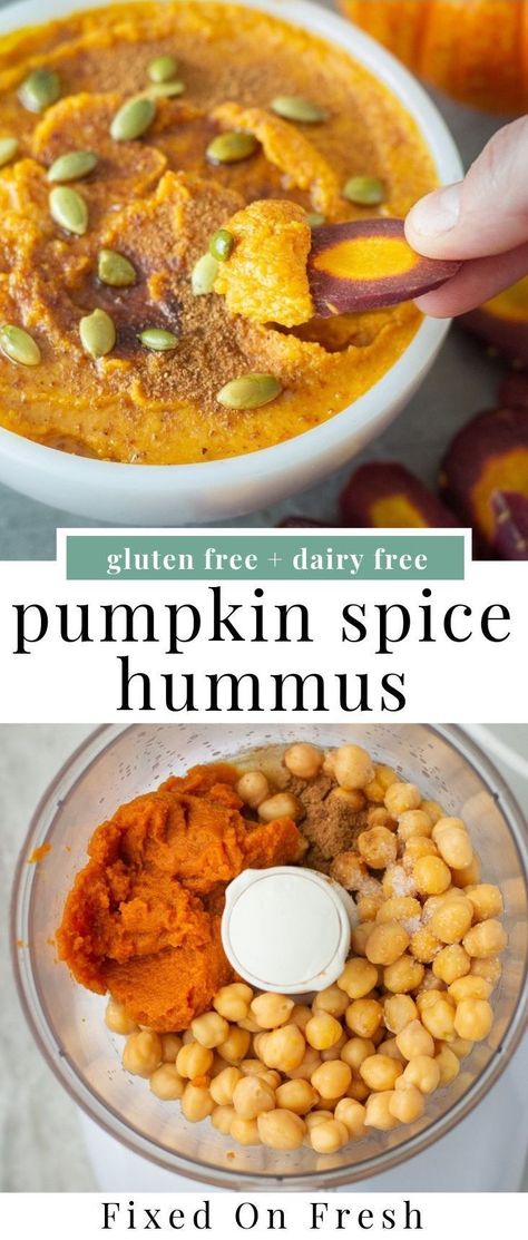 Low Calorie Hummus, Pumpkin Hummus Recipe, Fall Appetizers Easy, Sauces Recipes, Pumpkin Hummus, Fall Appetizers, Homemade Pumpkin Spice, Fall Snacks, Thanksgiving Appetizers