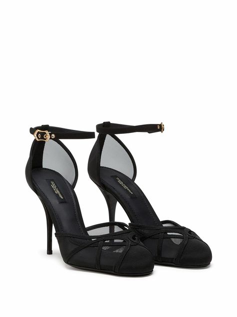 Dolce & Gabbana | Black Mesh Panel Heels Dolce And Gabbana Shoes, Dolce Gabbana Heels, Dolce Gabbana Shoes, Ankle Strap High Heels, Shoes High Heels, Black Accessories, Dolce E Gabbana, Mesh Panel, Sandals Black