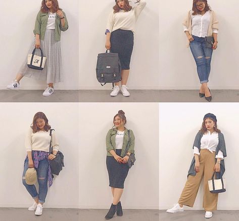 Saia cinza e jaqueta militar: look 4 do planner = passeio Korean Fashion For Plus Size, Ootd Ideas Plus Size, Plus Size Korean Fashion Women's Casual, Mid Size Korean Fashion, Outfit Cewek Gemuk, Outfit Gemuk, Chubby Outfit Ideas Plus Size, Ootd For Chubby, Ootd Ideas For Chubby