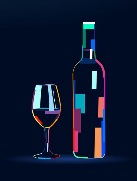 Download the Abstract wine bottle with glass from multicolored paints. Colored drawing. Vector illustration of paints 6404221 royalty-free Vector from Vecteezy for your project and explore over a million other vectors, icons and clipart graphics! Wine Glass Illustration, Classical Beauty, Bottle Drawing, Wine Painting, Drawing Vector, Deco Originale, Wine Art, Abstract Photographs, Abstract Drawings