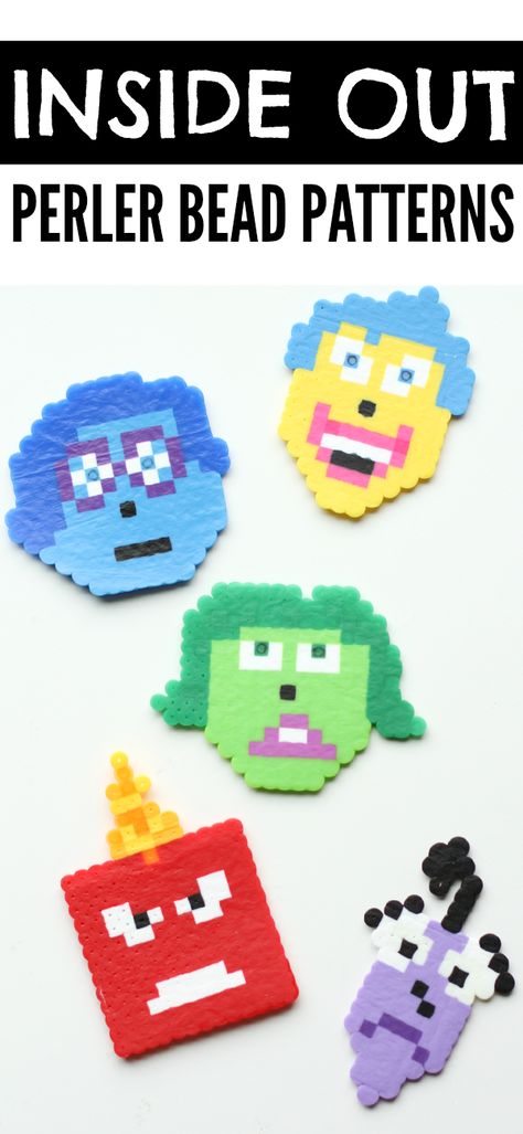 Inside Out Perler Bead Patterns Movie Crafts, Melty Bead Patterns, 8bit Art, Hama Beads Patterns, Melty Beads, Melting Beads, Perler Beads Designs, Perler Patterns, Fuse Beads