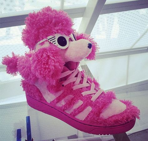 Jeremy Scott x adidas Originals “Pink Poodle” Sneakers Jeremy Scott Adidas, Pink Poodle, Jeremy Scott, Linda Farrow, Plush Animals, Wedge Sneaker, Fashion Killa, Shoe Game, Kid Shoes