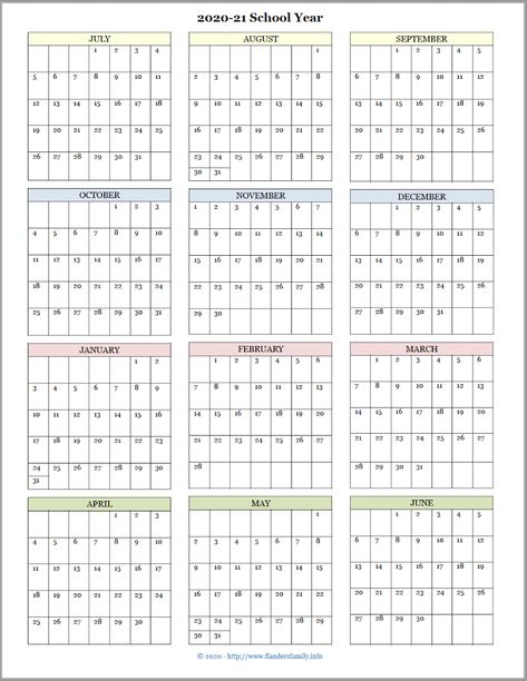 2020-21 Academic Calendar (July Start) Academic Calendar Design, Academic Calender, Calendar Number Printables 1-31, Academic Calendar 2024-2025, Scrapbook Calendar, Summer Calendar, Make A Calendar, Academic Calendar, Online Calendar