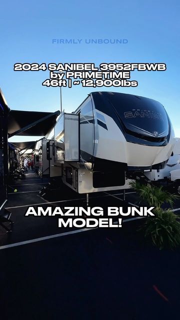 Myles McCall on Instagram: "What do you think about this new bunk house fifth wheel RV?! It’s a 2024 PrimeTime Sanibel 3952FBWB with a bunk room in the front that has L shaped bunks with desk space, and a half bath! • • • #rv #rvlife #rvliving #rvlifestyle #rvtour #camping #camper #camperlife #camperliving #firmlyunbound #travel #traveling #family #familygoals #familytravel #mylesrv" Camper With Bunk Beds, Camper Trailer Bunk Bed Ideas, Rv Bunk Remodel Travel Trailers, Camper Crib Bunk, Homework Area, Rv Master To Bunkhouse, Traveling Family, Camping Camper, Bunk Rooms