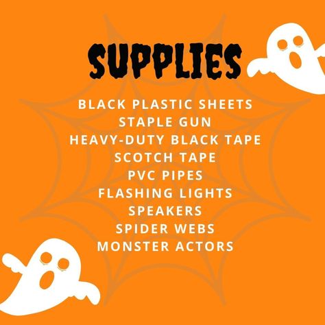 Kids Haunted House Ideas, Cheap Haunted House, Halloween Ideas For School, Haunted House For Kids, Halloween Haunted House Diy, Halloween Party Punch, Diy Haunted House, Haunted Garage, Childrens Halloween Party