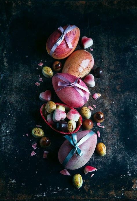 Chocolate Bonbons Recipe, Easter Poster Design, Linda Lomelino, Bon Bons Recipe, Food Photography Composition, Easter Photography, Easter Poster, Easter Sweets, Product Styling