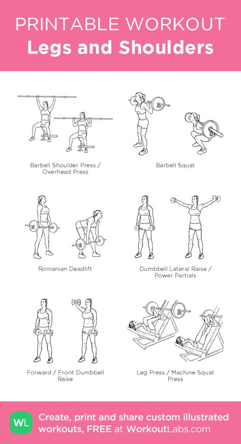 Legs and Shoulders– my custom exercise plan created at WorkoutLabs.com Shoulder And Glutes Workout, Leg And Shoulder Workout, Workout Methods, Gym Programs, Muscle Workouts, Barbell Shoulder Press, Gym Program, Shoulders Workout, Workout Gym Routine