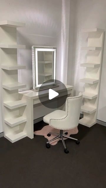 VANITY COLLECTIONS on Instagram: "Using the Ikea malm dressing table, 2 Ikea lack shelves - we added our - VC HALO MIRROR TALL - White adjustable vanity chair - Mixture of acrylic storage items and jewellery trays to the lack shelves - VC MALM JEWELLERY AND MAKEUP STORAGE PACK inside the Malm dressing table😍 Tap the reel to shop. Tap post to view online for all details ✈️ EXPRESS shipping to the USA 📦 $10 Flat rate Australia wide shipping (Excludes mirrors and tables) 🇦🇺 Perth Pick Up welcome 🌍 world wide shipping. 💰 Afterpay and Zippay available" Lack Shelves, Vanity Collections, Ikea Malm Dressing Table, Malm Ikea, Malm Dressing Table, Lack Shelf, Ikea Lack Shelves, Ikea Vanity, White Room Decor